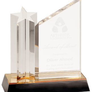 GOLD STAR COLUMN ACRYLIC W/CLEAR PLAQUE