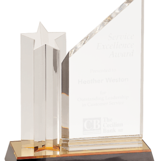 GOLD STAR COLUMN ACRYLIC W/CLEAR PLAQUE