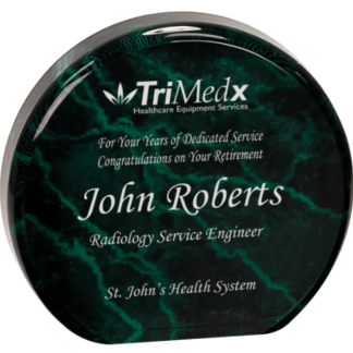 GREEN MARBLE ACRYLIC ROUND