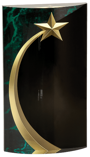 GREEN MARBLE RNDED SHOOTING STAR ACRYLIC