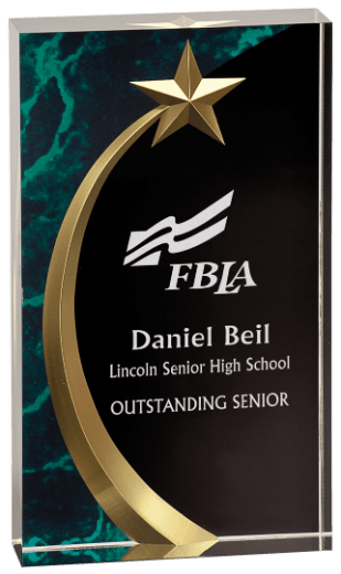 GREEN MARBLE SQUARE SHOOTING STAR ACRYLC