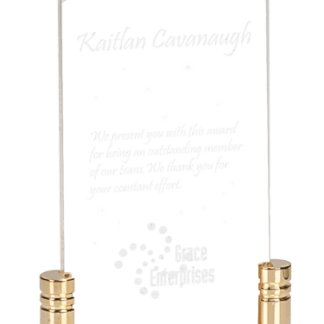 CLEAR FROSTED ARROW ACRYLIC W/BRASS BASE