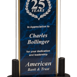 BLUE MARBLE ARCH ACRYLIC W/BLACK BASE