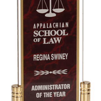 RED MARBLE ARCH ACRYLIC W/BRASS BASE