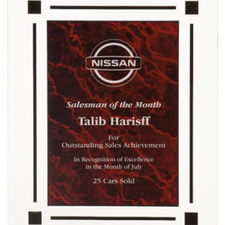 RED MARBLE CLEAR-PLAQ