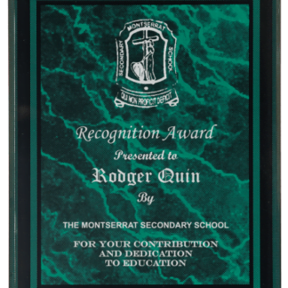 GREEN MARBLE BORDER CLEAR-PLAQ