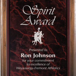 RED MARBLE PLQ PLT/GENUINE WALNUT PLAQUE