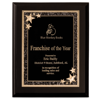 7" x 9" Matte Black Finish Plaque with Black Sunburst Plate