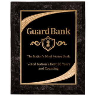 8" x 10" Black Marble Finish Plaque with Black Majestic Plate