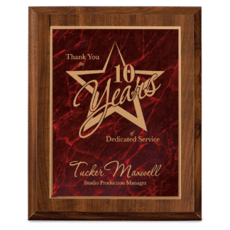 9" x 12" Cherry Finish Plaque with Red Marbleized Plate