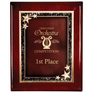 9" x 12" Premium Rosewood Finish Plaque with Red Starburst Plate