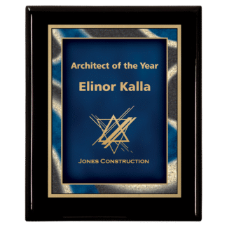 9" x 12" Premium Black Piano Finish Plaque wiht Blue Artist Plate