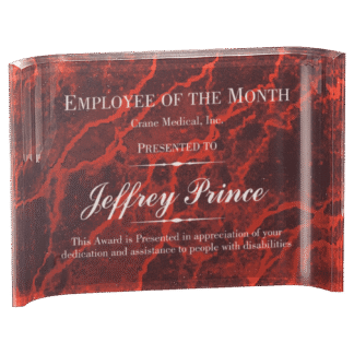 7" x 5" Red Marble Acrylic Crescent