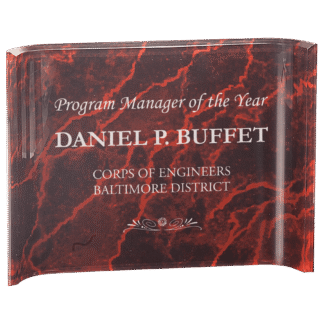 8" x 6" Red Marble Acrylic Crescent