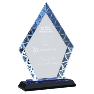 7 1/2" Diamond Accent Glass on Blue & Black Base