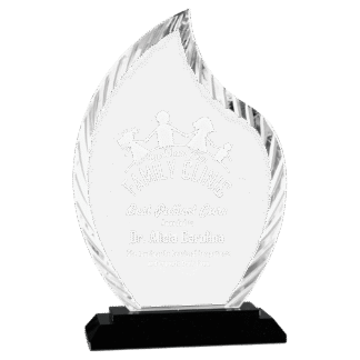 8" Flame Accent Glass on Black Base