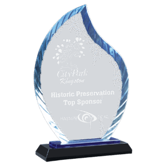 8" Flame Accent Glass on Blue & Black Base