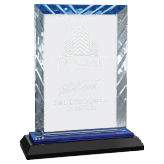 SMALL RECTANGLE ACCENT GLASS WITH BLUE BASE