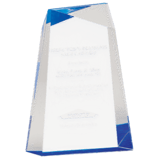 7" Blue Facet Wedge Acrylic