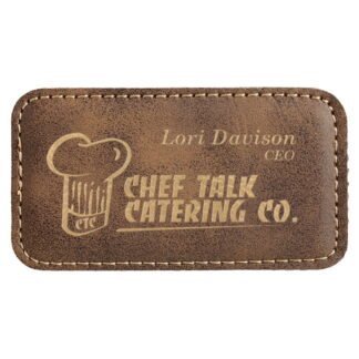 3 1/4" x 1 3/4" Rustic/Gold Leatherette Badge with Magnet