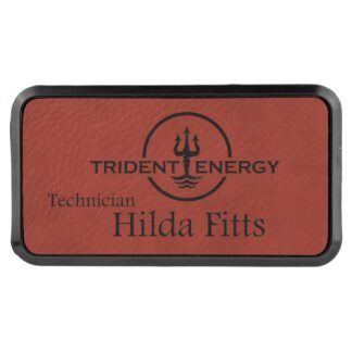 3" x 1 1/2" Rose' Leatherette Round Corner Badge with Frame