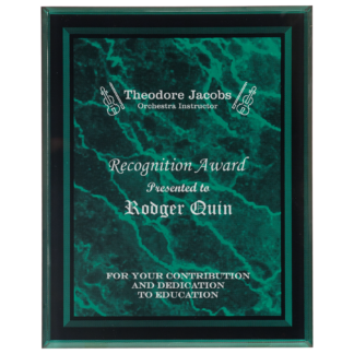 9" x 11" Green Marble Border Acrylic Clear-Plaq