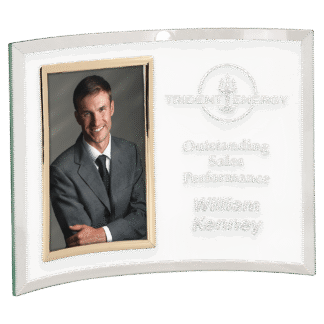 Jade Glass Crescent with Gold Vertical 4" x 6" Frame