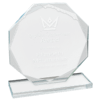 Small Octagon Clear Glass Award