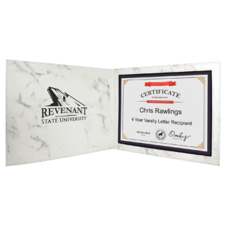 White Marble Leatherette Certificate Holders