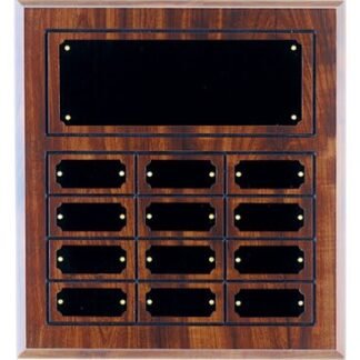 Cherry Finish Grooved Perpetual Plaque with 12 Plates