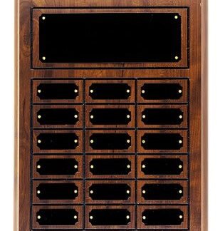 Cherry Finish Grooved Perpetual Plaque with 18 Plates