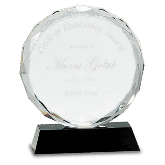 7" Crystal Round Facet on a Black Crystal Base