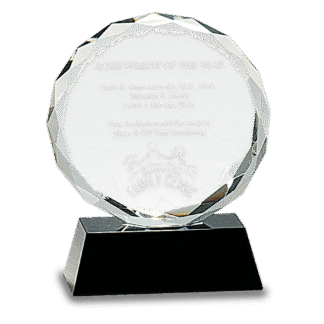 5" Crystal Round Facet on a Black Crystal Base