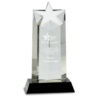 10" Crystal Star Column on a Black Crystal Base