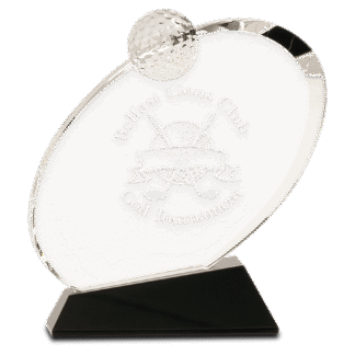 1mall Clear Crystal Oblong Golf Award on Black Crystal Base