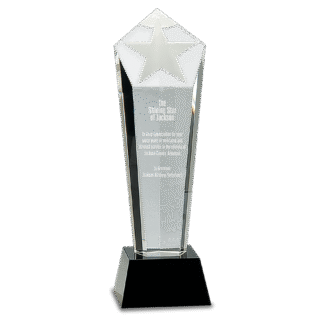 11 3/4" Crystal Frosted Star Column on a Black Crystal Base