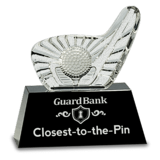 Crystal Golf Club & Ball on Black Base