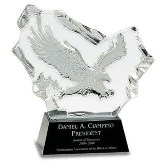 Crystal Carved Eagle on Black Base