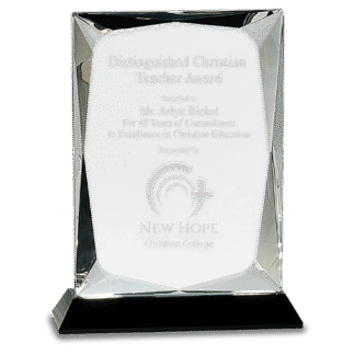 8" Crystal Facet Rectangle on a Black Crystal Base