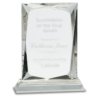 7 1/4" Crystal Facet Rectangle on a Clear Crystal Base