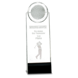 Medium Clear/Black Crystal Standup with 3D Golfer