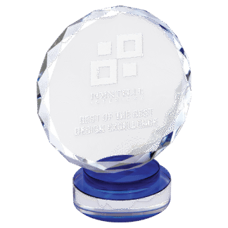 Large Round Crystal with Blue/Clear Base