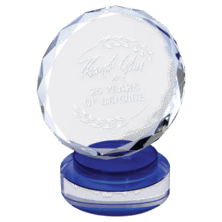 Medium Round Crystal with Blue/Clear Base