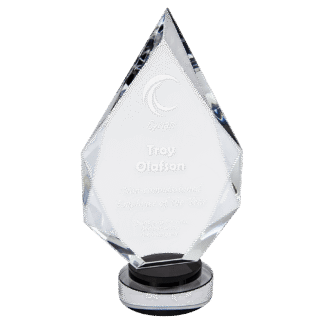 Large Diamond Crystal on Black & Clear Round Base