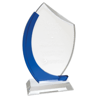 Clear Blue Crystal Slant Oval