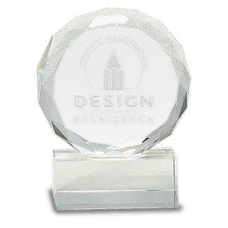 Round Facet Crystal on Clear Pedestal Base