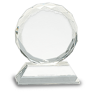 Round Facet Crystal on Clear Pedestal Base