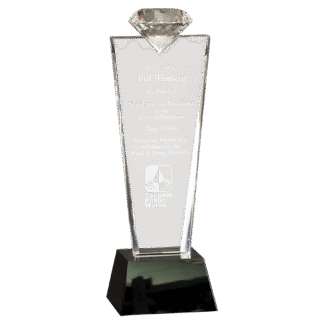 11" Crystal Diamond Top Award on Black Pedestal Base