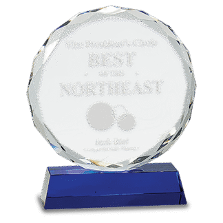 7" Crystal Round Facet on a Blue Crystal Base