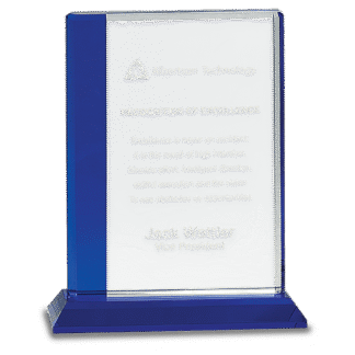 8" Crystal with Blue Edge on a Blue Crystal Base